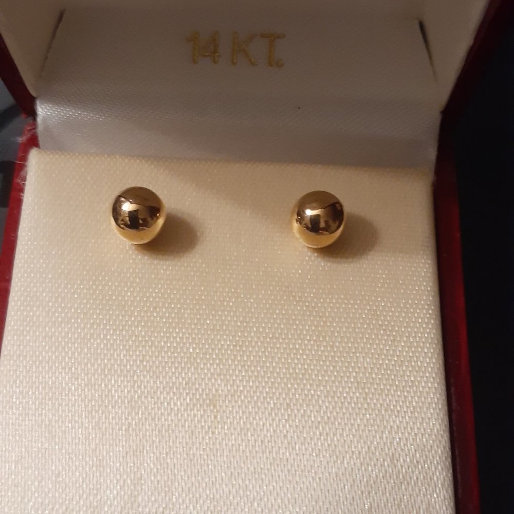 14K HIGH POLISHED YELLOW GOLD BALL STUD EARRINGS